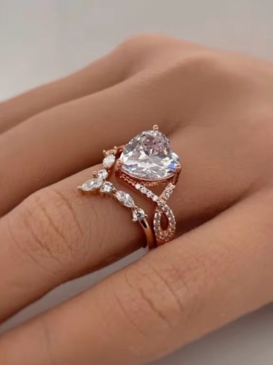 Anthropologie Jewelry - Rose Gold Heart-Cut Crystal Statement Ring.
